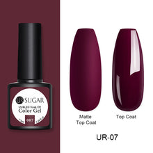 Load image into Gallery viewer, UR SUGAR Matte Top Coat Color UV Gel Nail Polish Red Pink Series Semi Permanent Soak Off UV Gel Varnish DIY Nail Art Gel Paint
