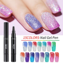 Load image into Gallery viewer, LEMOOC 5ml Thermal Color Changing Nail Gel Polish Pen Rainbow Holographic Glitters Gel Polish Soak Off UV Gel Paint For Nails
