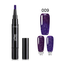 Load image into Gallery viewer, LEMOOC 5ml Thermal Color Changing Nail Gel Polish Pen Rainbow Holographic Glitters Gel Polish Soak Off UV Gel Paint For Nails
