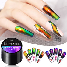 Load image into Gallery viewer, LILYCUTE Thermochromic Liquid Crystal Mood Color Changing Gel Polish Nail Art Changing Gel Paint Black Dark Base UV Lamp Needed
