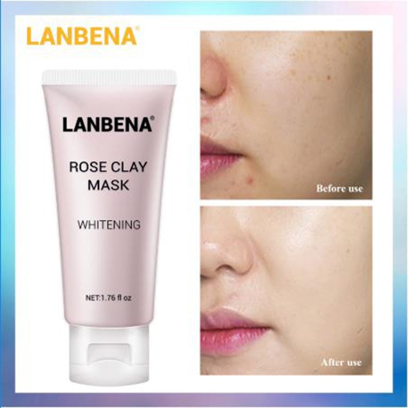 LANBENA Rose Clay Face Mask Whitening Moisturizing Deep Cleaning Pores Remove Grease Nourishing Oil-control Firming Skin Care