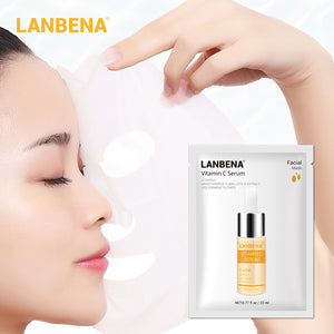 LANBENA Face Mask Vitamin C Serum Facial Mask Fruit Extracts Whitening Anti Aging Brighten Skin Care Sheet Mask Fresh Face Care