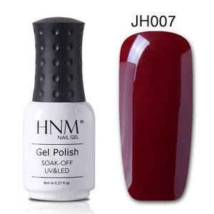 HNM 8ML Wine Red Color Nail Polish  Nail Art Lucky  Varnish Semi Permanant Paint Gellak Base Top Primer Manicure Lacquer