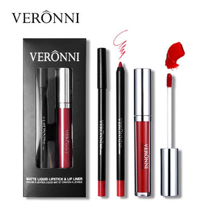 Hot Brand 2pcs/set Lipgloss Lipliner Makeup Sets Velvet Matte Liquid Lipstick Set Lip Liner Lip Kit Waterproof Cosmetics