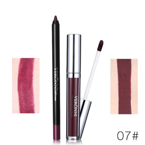 Hot Brand 2pcs/set Lipgloss Lipliner Makeup Sets Velvet Matte Liquid Lipstick Set Lip Liner Lip Kit Waterproof Cosmetics