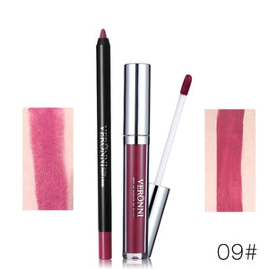 Hot Brand 2pcs/set Lipgloss Lipliner Makeup Sets Velvet Matte Liquid Lipstick Set Lip Liner Lip Kit Waterproof Cosmetics