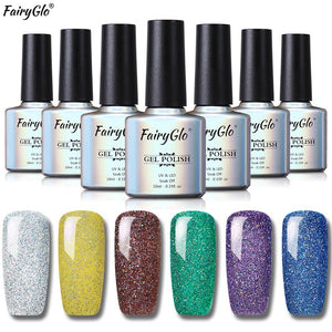 FairyGlo 10ml Neno Color Nail Polish Bling Glitter Gelpolish Semi Permanent Polish Hybrid Varnish Lucky Lacquer Paint Gellak ink