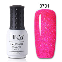 Load image into Gallery viewer, HNM 8ML Bling Glitter UV Nail Polish Lucky Lacquer Neon Semi Permanent Nail Varnish Stamping Enamel Paint Gellak Top Base Primer
