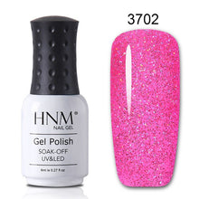 Load image into Gallery viewer, HNM 8ML Bling Glitter UV Nail Polish Lucky Lacquer Neon Semi Permanent Nail Varnish Stamping Enamel Paint Gellak Top Base Primer
