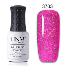 Load image into Gallery viewer, HNM 8ML Bling Glitter UV Nail Polish Lucky Lacquer Neon Semi Permanent Nail Varnish Stamping Enamel Paint Gellak Top Base Primer

