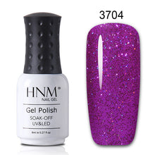 Load image into Gallery viewer, HNM 8ML Bling Glitter UV Nail Polish Lucky Lacquer Neon Semi Permanent Nail Varnish Stamping Enamel Paint Gellak Top Base Primer
