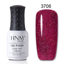 Load image into Gallery viewer, HNM 8ML Bling Glitter UV Nail Polish Lucky Lacquer Neon Semi Permanent Nail Varnish Stamping Enamel Paint Gellak Top Base Primer
