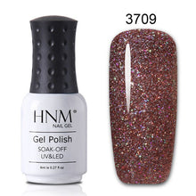 Load image into Gallery viewer, HNM 8ML Bling Glitter UV Nail Polish Lucky Lacquer Neon Semi Permanent Nail Varnish Stamping Enamel Paint Gellak Top Base Primer
