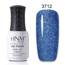 Load image into Gallery viewer, HNM 8ML Bling Glitter UV Nail Polish Lucky Lacquer Neon Semi Permanent Nail Varnish Stamping Enamel Paint Gellak Top Base Primer
