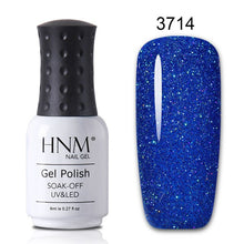 Load image into Gallery viewer, HNM 8ML Bling Glitter UV Nail Polish Lucky Lacquer Neon Semi Permanent Nail Varnish Stamping Enamel Paint Gellak Top Base Primer
