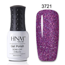 Load image into Gallery viewer, HNM 8ML Bling Glitter UV Nail Polish Lucky Lacquer Neon Semi Permanent Nail Varnish Stamping Enamel Paint Gellak Top Base Primer
