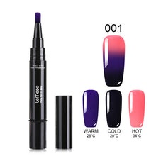 Load image into Gallery viewer, LEMOOC 3 in 1 Thermal Color Changing Gel Nail Varnish Pen 5ml Thermal Vernis Semi Permanant UV Nail Art Gel Polish Pen Gel Paint
