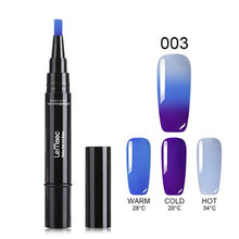 Load image into Gallery viewer, LEMOOC 3 in 1 Thermal Color Changing Gel Nail Varnish Pen 5ml Thermal Vernis Semi Permanant UV Nail Art Gel Polish Pen Gel Paint
