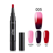 Load image into Gallery viewer, LEMOOC 3 in 1 Thermal Color Changing Gel Nail Varnish Pen 5ml Thermal Vernis Semi Permanant UV Nail Art Gel Polish Pen Gel Paint
