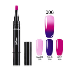 Load image into Gallery viewer, LEMOOC 3 in 1 Thermal Color Changing Gel Nail Varnish Pen 5ml Thermal Vernis Semi Permanant UV Nail Art Gel Polish Pen Gel Paint
