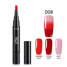 Load image into Gallery viewer, LEMOOC 3 in 1 Thermal Color Changing Gel Nail Varnish Pen 5ml Thermal Vernis Semi Permanant UV Nail Art Gel Polish Pen Gel Paint
