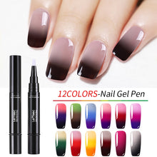 Load image into Gallery viewer, LEMOOC 3 in 1 Thermal Color Changing Gel Nail Varnish Pen 5ml Thermal Vernis Semi Permanant UV Nail Art Gel Polish Pen Gel Paint
