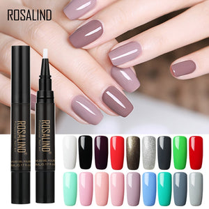 ROSALIND Newest 5ML 58 Color Gel Nail Varnish Pen Brush Glitter Nail Gel Polish Hybrid Dawdler UV Nail Art Gel Lacquer Gel Paint