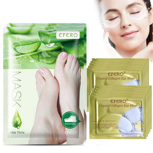 7Pair/Set Detox Exfoliating Dead Skin Whitening Foot Mask Anti-Aging Collagen Eye Mask Moisturizing Skin Care Face Beauty Set