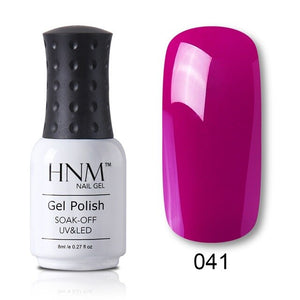 HNM Pure Color Blue Green Yellow Red UV Gel Nail Polish Need UV Lamp Base Top Varnish Soak Off Semi Permanent Gel Lacquer 8ml