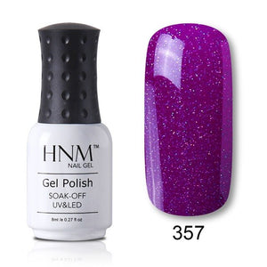 HNM Pure Color Blue Green Yellow Red UV Gel Nail Polish Need UV Lamp Base Top Varnish Soak Off Semi Permanent Gel Lacquer 8ml