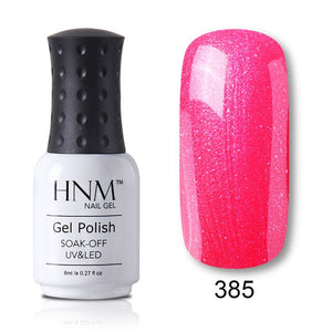 HNM Pure Color Blue Green Yellow Red UV Gel Nail Polish Need UV Lamp Base Top Varnish Soak Off Semi Permanent Gel Lacquer 8ml