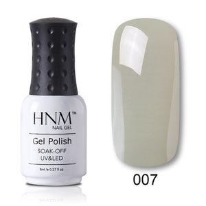 HNM Pure Color Blue Green Yellow Red UV Gel Nail Polish Need UV Lamp Base Top Varnish Soak Off Semi Permanent Gel Lacquer 8ml