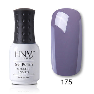 HNM Pure Color Blue Green Yellow Red UV Gel Nail Polish Need UV Lamp Base Top Varnish Soak Off Semi Permanent Gel Lacquer 8ml