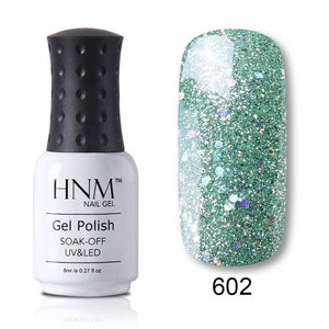 HNM Pure Color Blue Green Yellow Red UV Gel Nail Polish Need UV Lamp Base Top Varnish Soak Off Semi Permanent Gel Lacquer 8ml