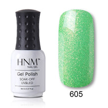 Load image into Gallery viewer, HNM Pure Color Blue Green Yellow Red UV Gel Nail Polish Need UV Lamp Base Top Varnish Soak Off Semi Permanent Gel Lacquer 8ml
