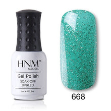 Load image into Gallery viewer, HNM Pure Color Blue Green Yellow Red UV Gel Nail Polish Need UV Lamp Base Top Varnish Soak Off Semi Permanent Gel Lacquer 8ml
