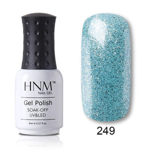 HNM Pure Color Blue Green Yellow Red UV Gel Nail Polish Need UV Lamp Base Top Varnish Soak Off Semi Permanent Gel Lacquer 8ml