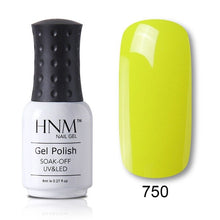 Load image into Gallery viewer, HNM Pure Color Blue Green Yellow Red UV Gel Nail Polish Need UV Lamp Base Top Varnish Soak Off Semi Permanent Gel Lacquer 8ml
