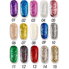 Load image into Gallery viewer, Hot Sale 15 Colors Women Girls Glitter Nail Polish Nail Glue Sequin Paint Shine Lacquer Nail Art Tools 6ml
